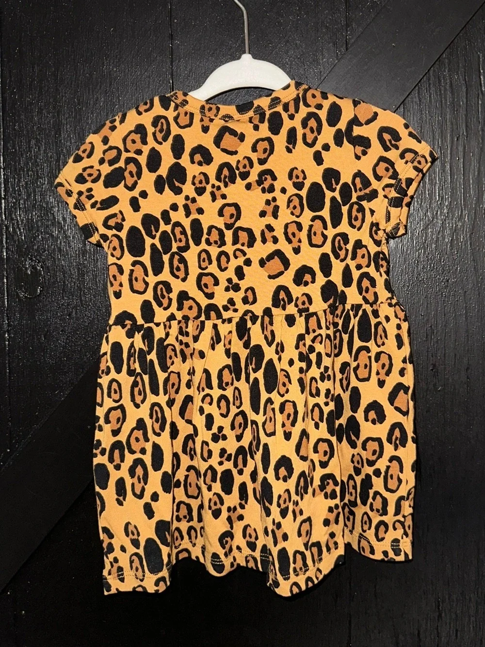 NWT Mini Rodini Cute Basic Leopard Short Sleeve Dress Flared Skirt Sz 4-9M